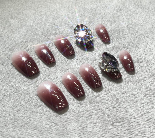 Rosé Glint - Mignonne Studio's high quality handmade press-on nails